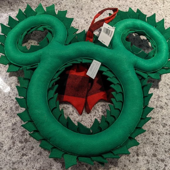 Disney Parks Yuletide Farmhouse Mickey Icon Plush Holiday Wreath - Picture 2 of 4